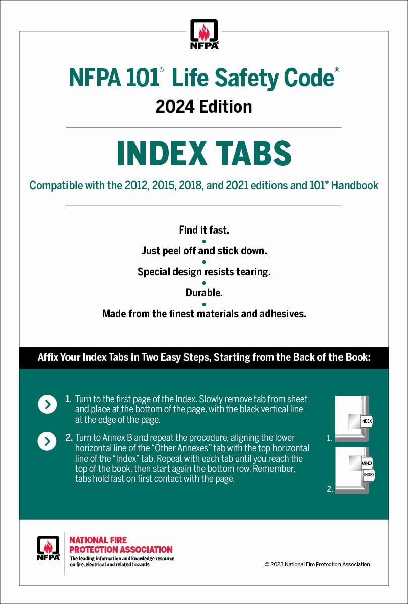 NFPA 101, Life Safety Code Self-Adhesive Index Tabs